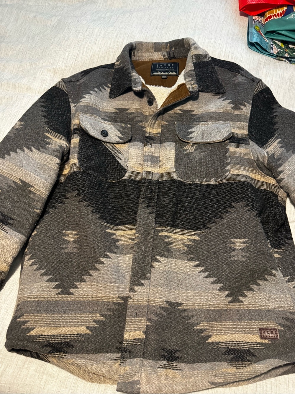 Jachs Men's Patterned Shirt Jacket in Gray and Black